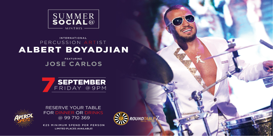 Ο διάσημος καλλιτέχνης κρουστών Albert Boyadjian και ο τραγουδιστής Jose Carlos υπόσχονται μια αξέχαστη βραδιά στο Minthis 